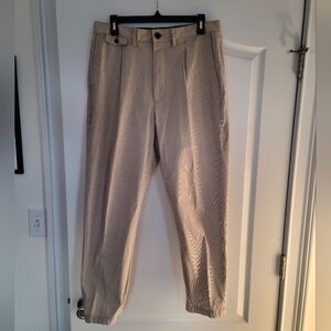 Banana Republic Beige Tan Pinstripe Pants Relaxed Tapered Fit Men’s Size 32x32